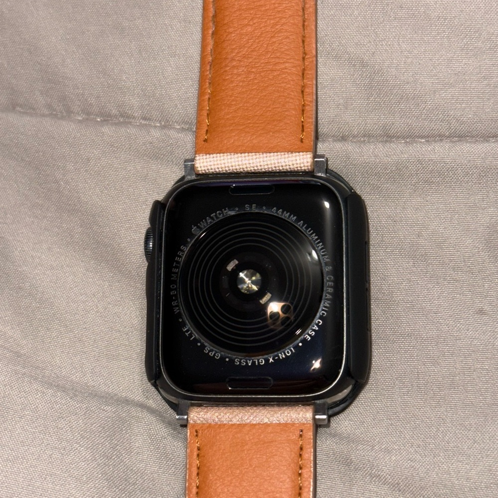 Smartwatch with Tan Leather Band
